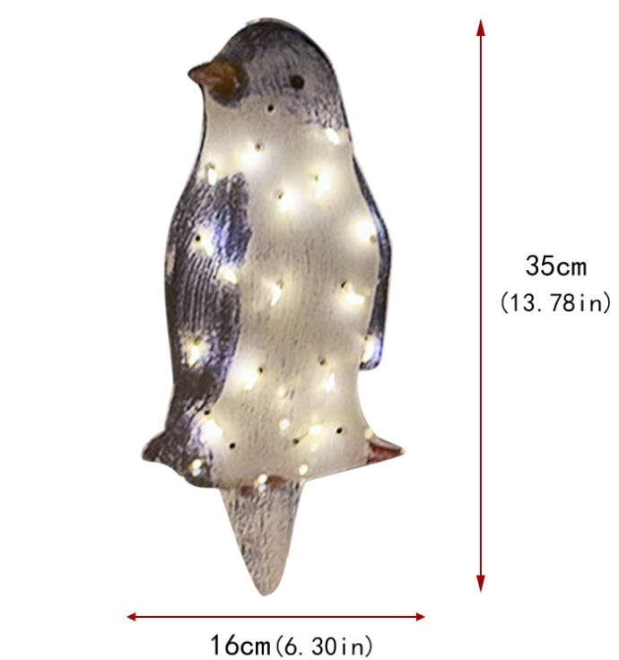 Adorno navideño acrílico con forma de pingüino resplandeciente