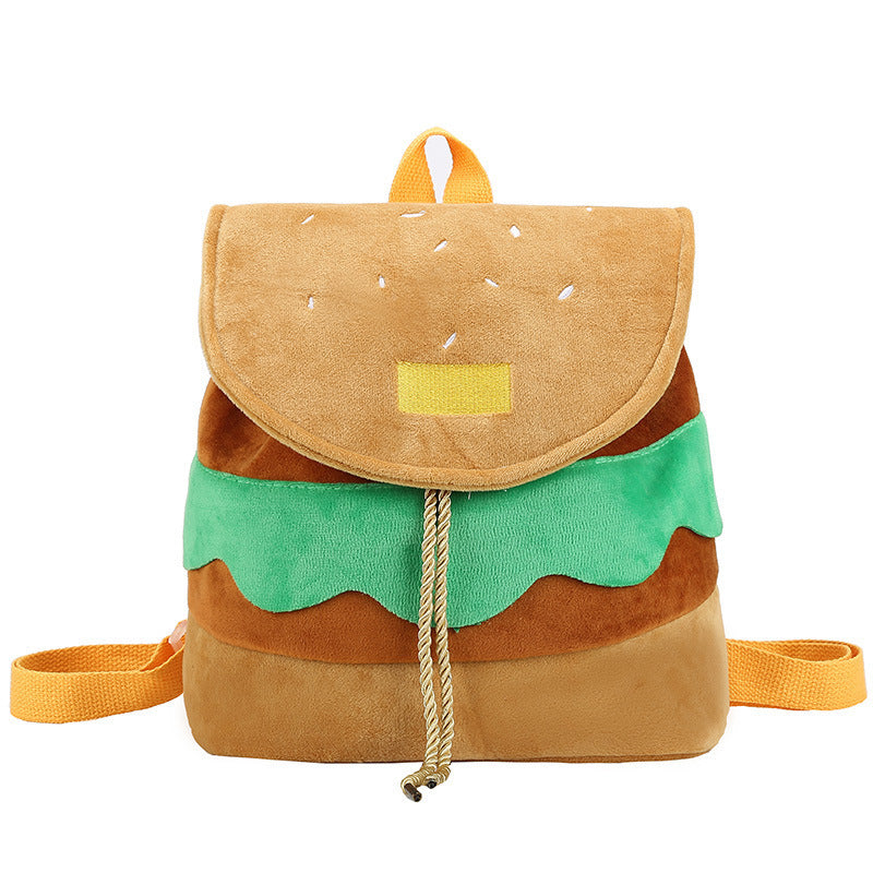 Mochila de peluche con forma de hamburguesa