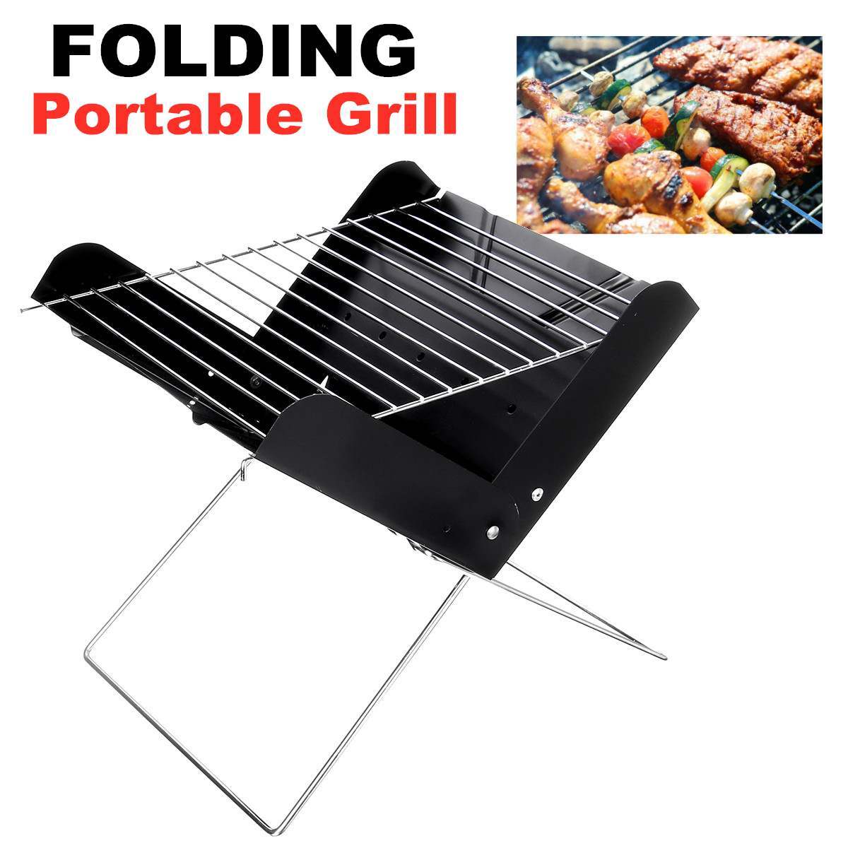 Barbacoa plegable de acero inoxidable