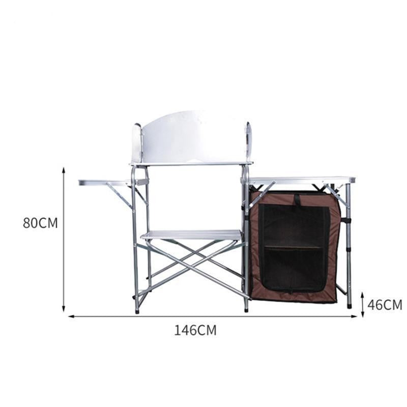 Mesa de barbacoa móvil con estante de almacenamiento de dos pisos