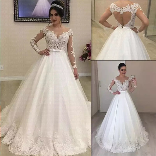 Vestido de novia de manga larga