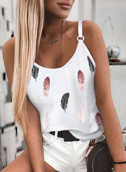 Top halter estampado con cuello redondo