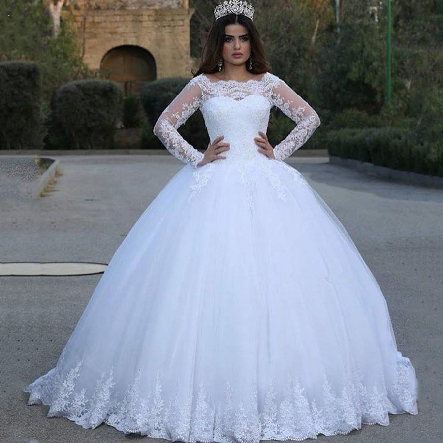 Vestido de novia con apliques de encaje vintage