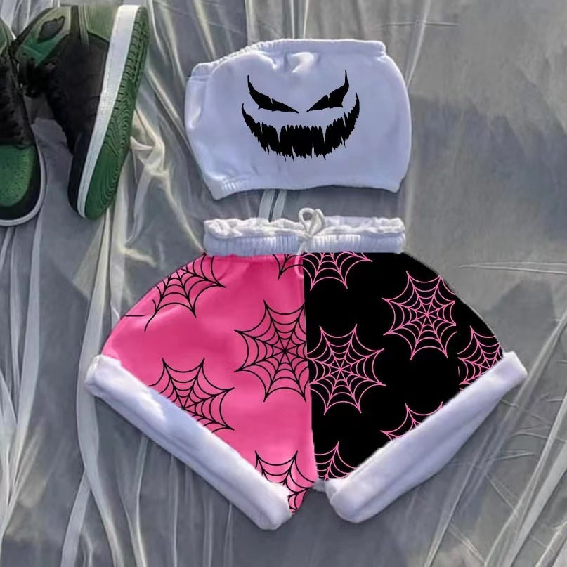 Traje de fiesta con estampado de suéter de Halloween