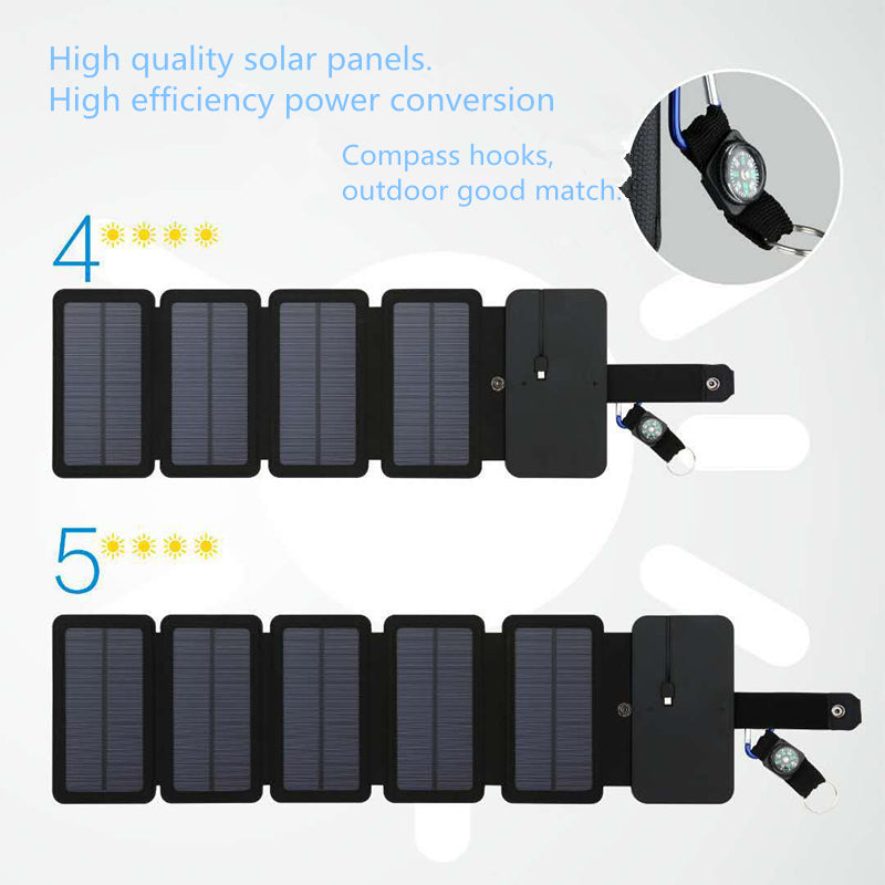 Panel Solar plegable para exteriores, portátil, 5V, 2.1A