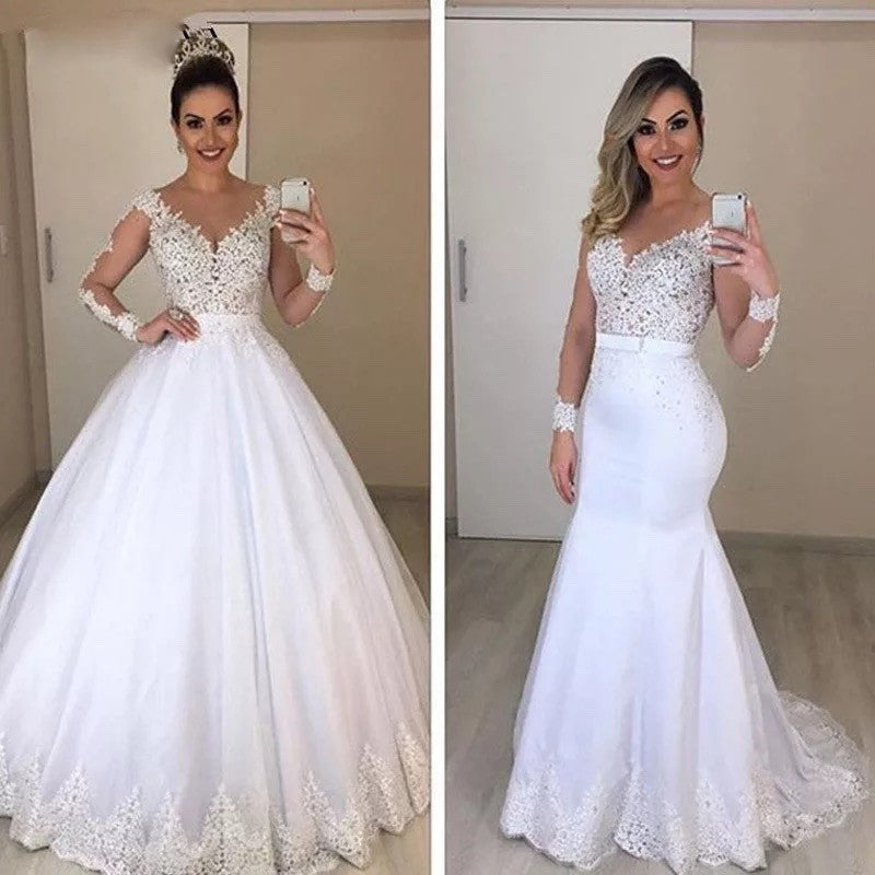 Vestido de novia de manga larga