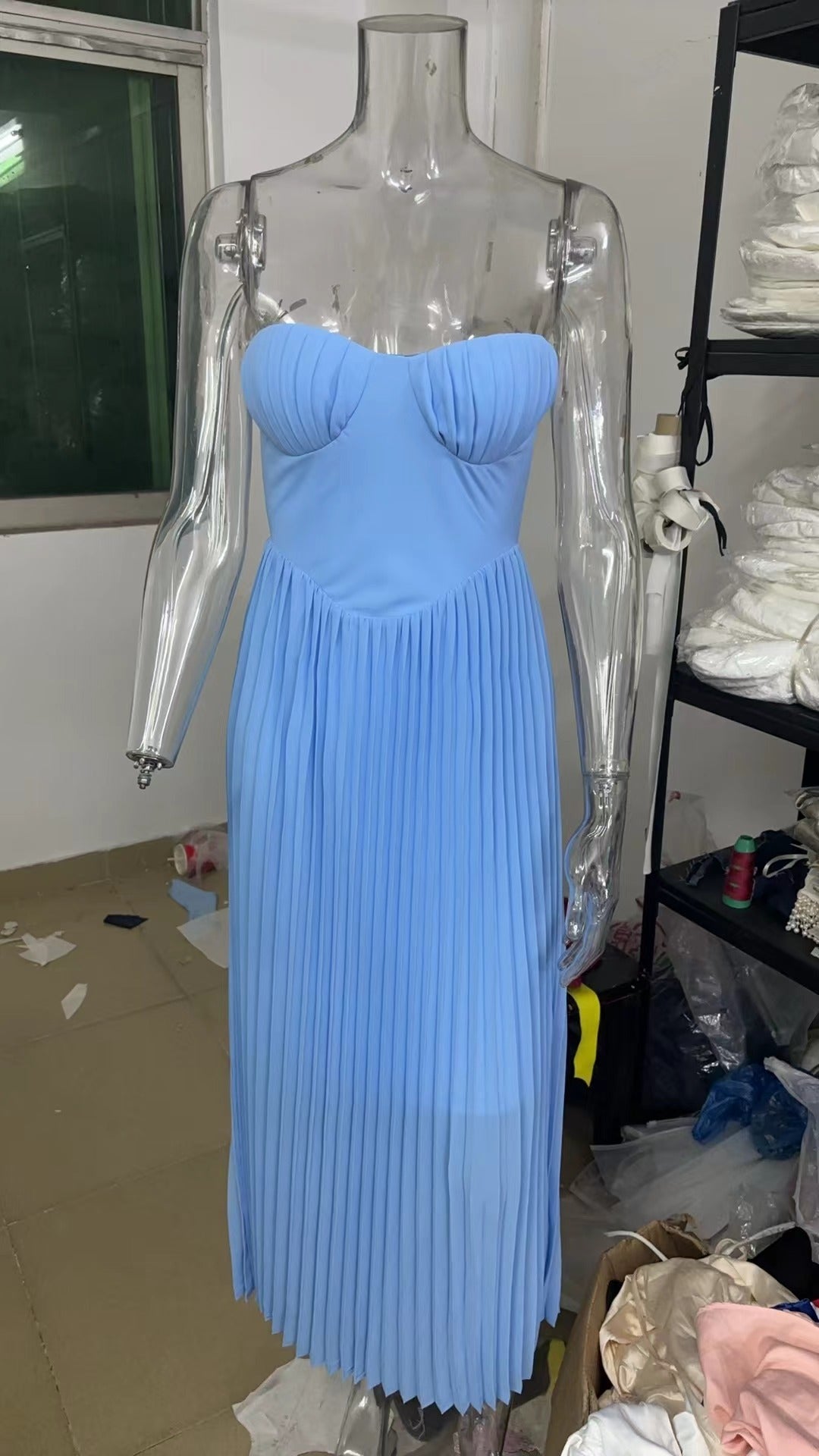 Vestido ajustado plisado