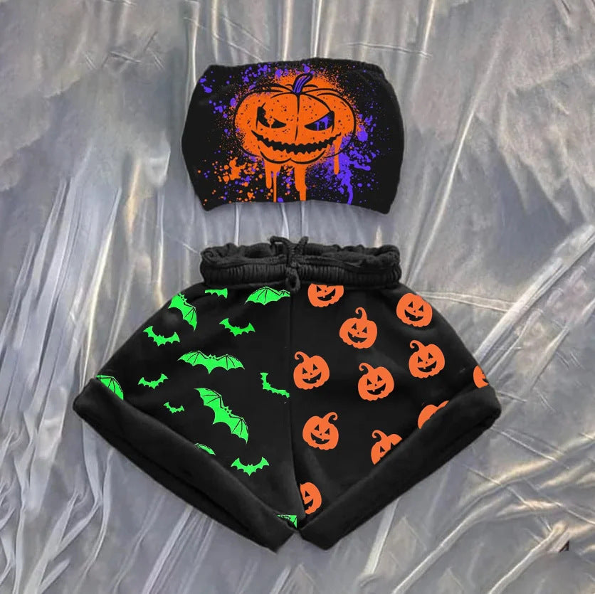 Traje de fiesta con estampado de suéter de Halloween