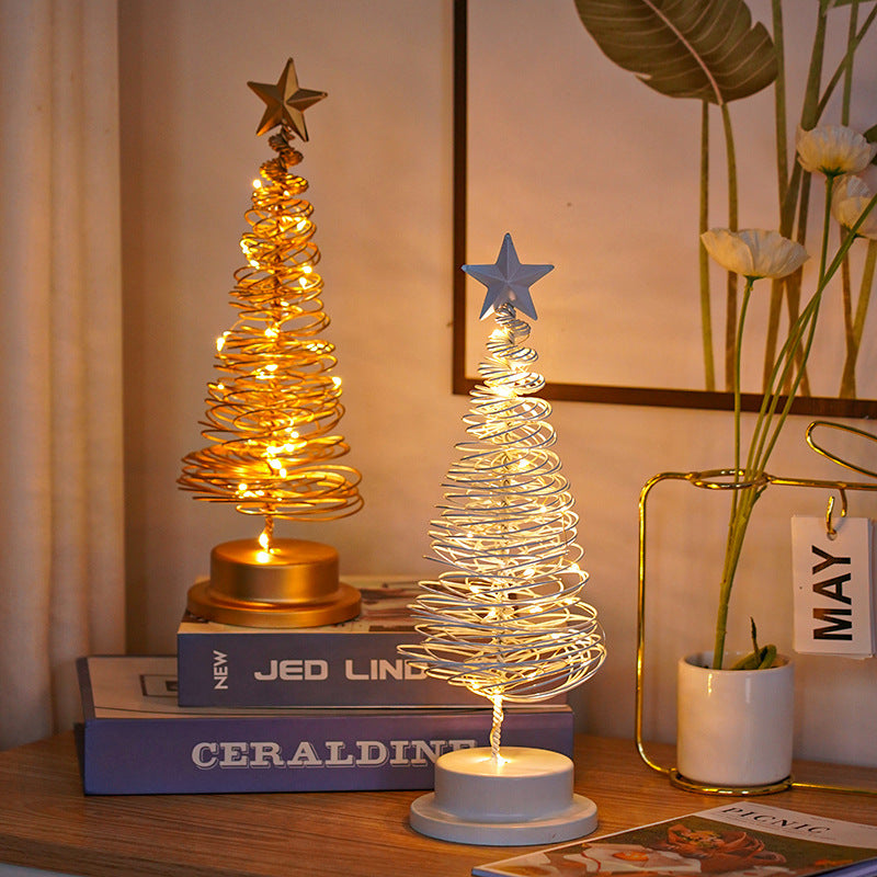 Adorno de mesa con luz en espiral de árbol de Navidad LED