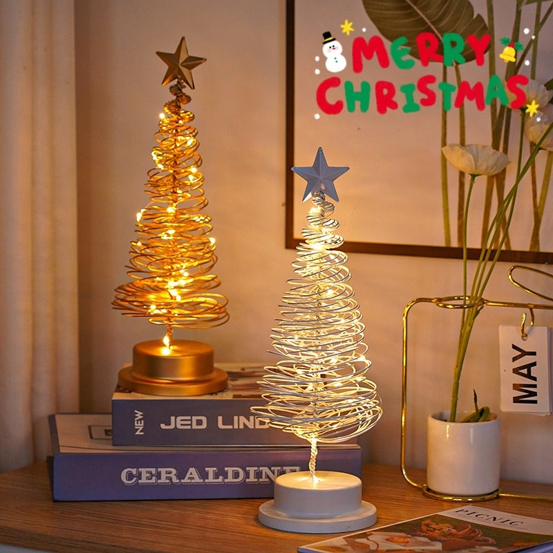 Adorno de mesa con luz en espiral de árbol de Navidad LED