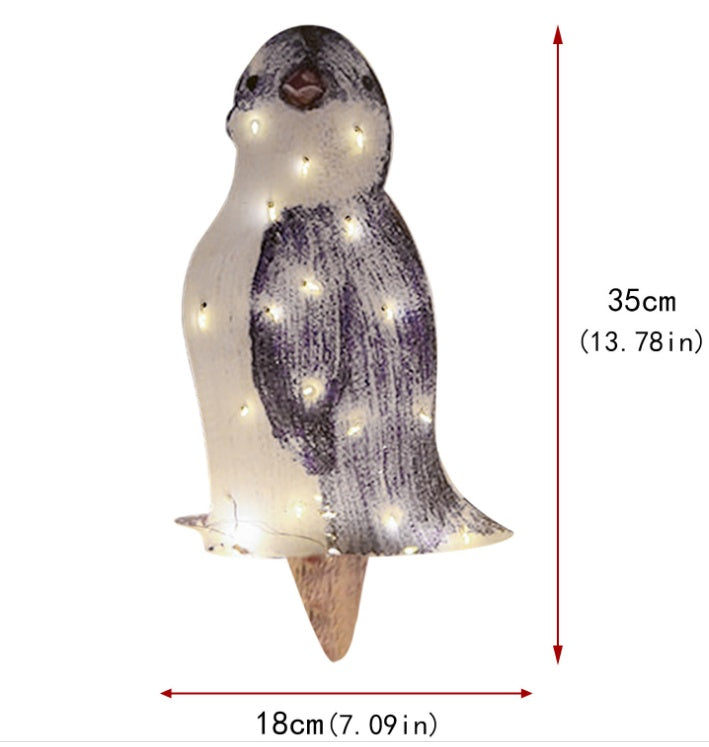 Adorno navideño acrílico con forma de pingüino resplandeciente