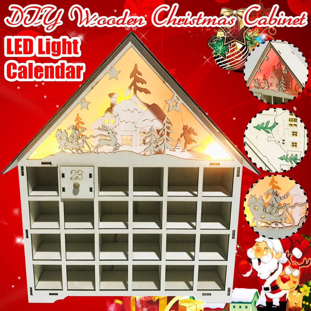 Calendario navideño de madera