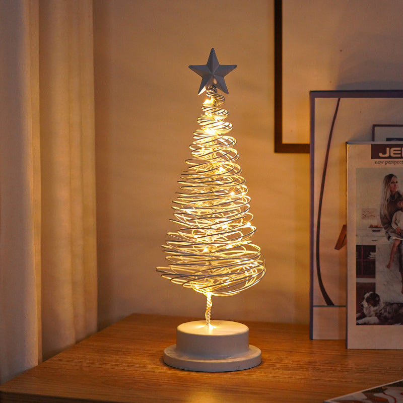 Adorno de mesa con luz en espiral de árbol de Navidad LED