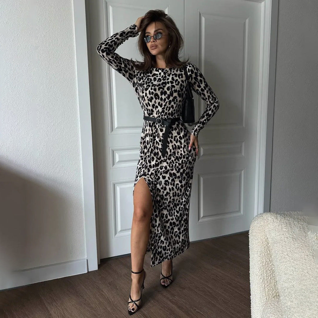 Vestido ajustado con estampado de leopardo