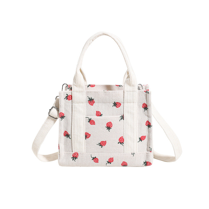 Bolso de hombro con estampado de pana dulce