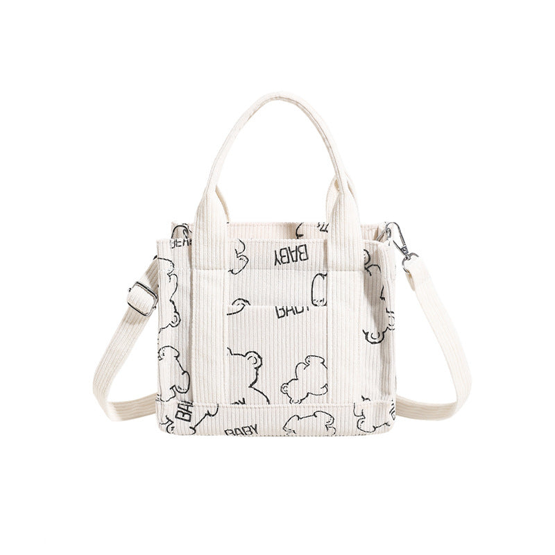 Bolso de hombro con estampado de pana dulce