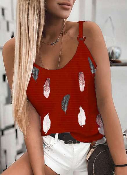 Top halter estampado con cuello redondo