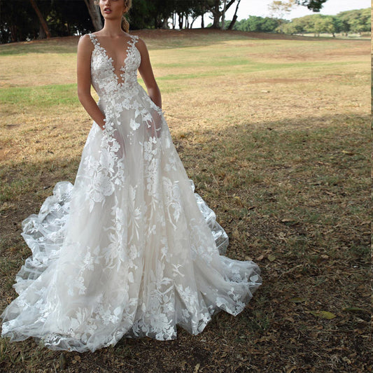 Vestido de boda con tirantes