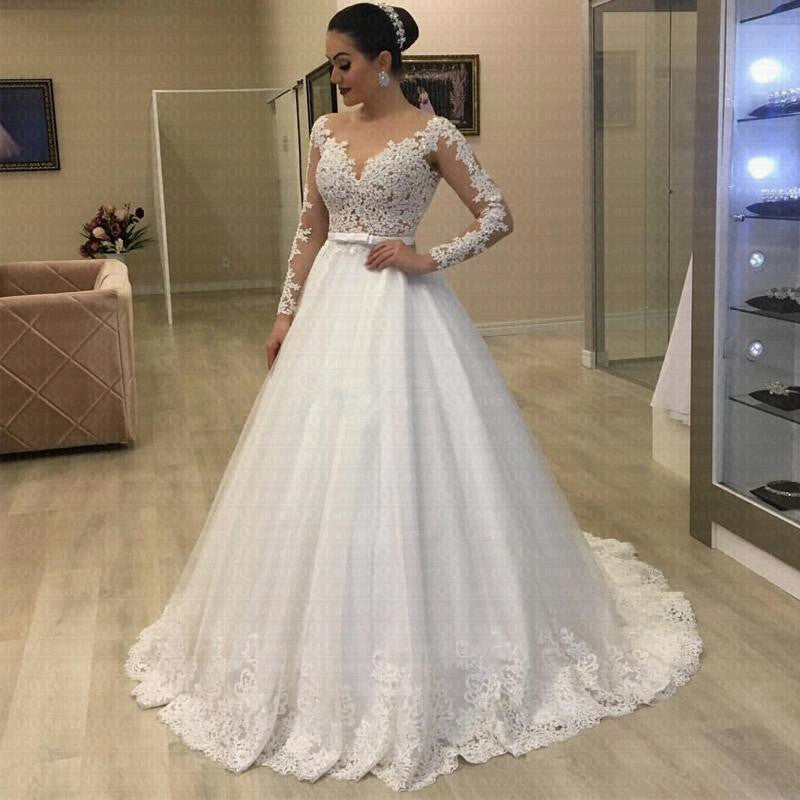 Vestido de novia de manga larga