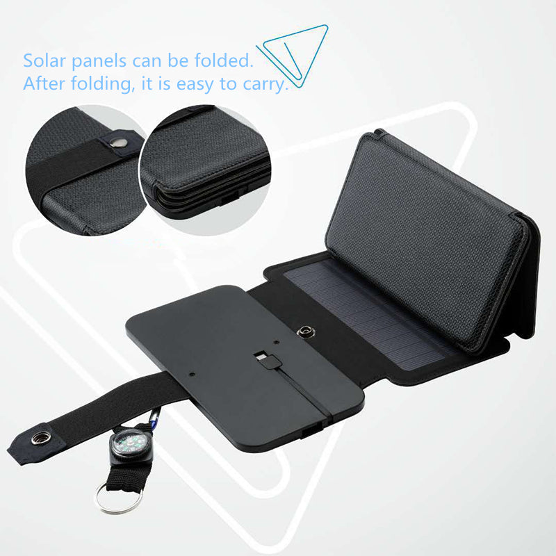 Panel Solar plegable para exteriores, portátil, 5V, 2.1A