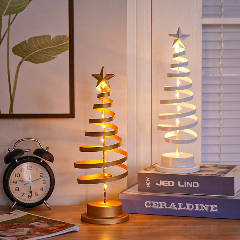 Adorno de mesa con luz en espiral de árbol de Navidad LED