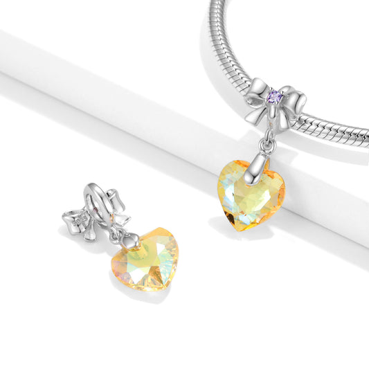 Colgante de cristal de corazón amarillo