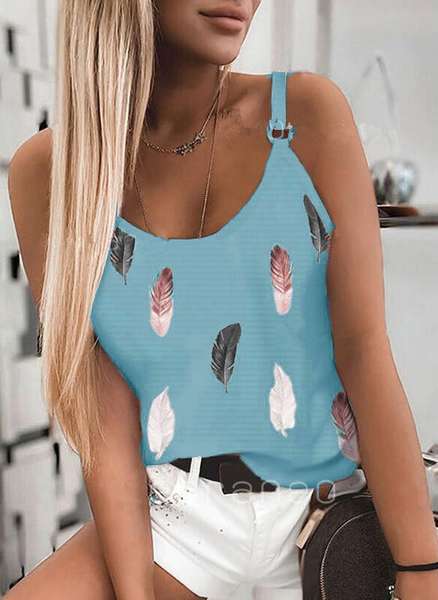 Top halter estampado con cuello redondo