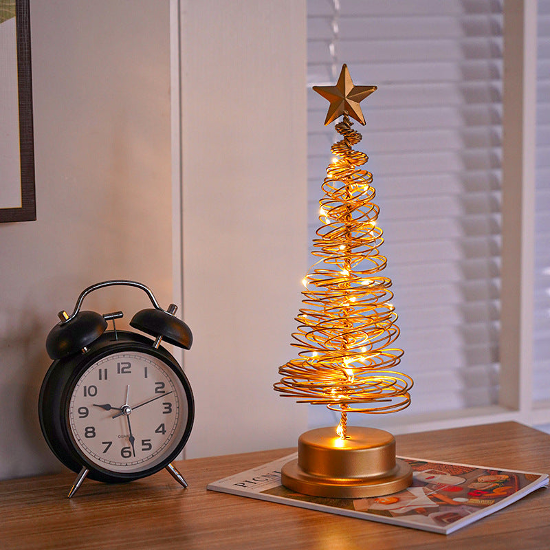 Adorno de mesa con luz en espiral de árbol de Navidad LED